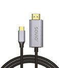 Savio Cable CL-170 HDMI 2.0B - USB-C v3.1, 1m, silver-black, golden tips