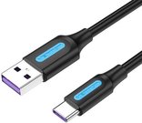 USB 2.0 A to USB-C 5A Cable Vention CORBF 1m Black PVC