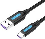 USB 2.0 A to USB-C 5A Cable Vention CORBH 2m Black Type PVC