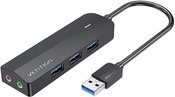 USB 3.0 3-Port Hub with Sound Card and Power Adapter Vention CHIBB 0.15m Black