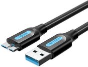 USB 3.0 A male to Micro-B male cable Vention COPBI 3m Black PVC