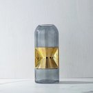Vaza stiklinė pilkos/aukso sp. 32x14 cm HR-V032