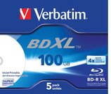 1x5 Verbatim BD-R Blu-Ray 100GB 4x Speed wide printable JC