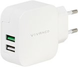 Vivanco charger USB 2,4A/1A, white (37563)