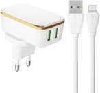 Wall charger LDNIO A2204 2USB + Lightning cable