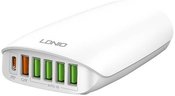 Wall charger LDNIO A6573C, 5x USB, 65W, 1.5m (white)