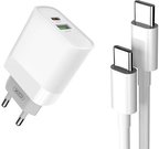 Wall Charger with + USB-C Cable XO L64 20W, QC3.0, PD (white)
