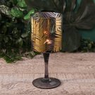 Žvakidė stiklinė dekoruota aukso palmėmis h 20cm 62501