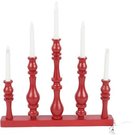 Žvakidė su 5 LED žvakėmis medinė, raudonos spalvos 40x43x5 cm 103643