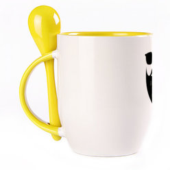 Чашка с ложкой. Желтая (250 мл)
