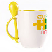A cup with a spoon. Yellow (250 ml)