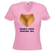 Naiste T-särk valitud foto, V-kujuline kaelus, roosad
