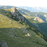 Vaizdai bekopiant į Demerždži (kalvio) kalną
